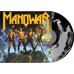 MANOWAR - FIGHTING THE WORLD LIMITED EDITION SILVER/BLACK MIX VINYL OF 1000 COPIES WORLDWIDE